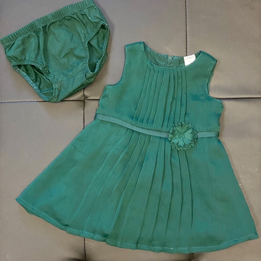 Green infant dress, 3 months